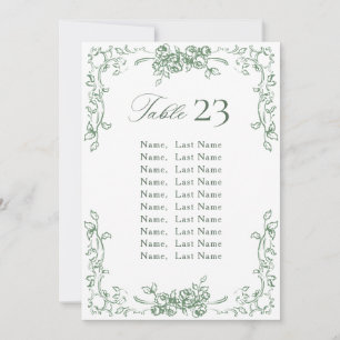 Renaissance Verziert Sage Green Seating Chart Card Einladung