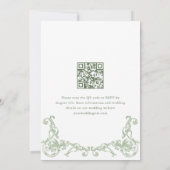 Renaissance Verziert Sage Green Wedding QR-Code Einladung (Rückseite)
