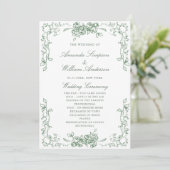 Renaissance Verziert Sage Green Wedding Zeremonie Programm (Stehend Vorderseite)