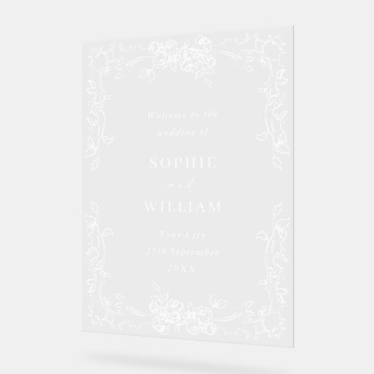 Renaissance Verziert Wedding WELCOME Hochzeit Acrylschild (Winkel)