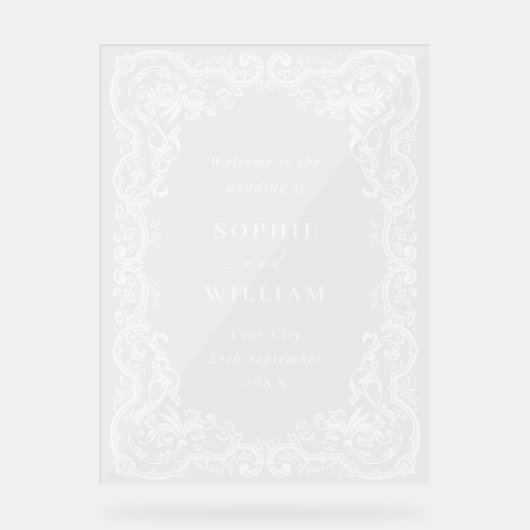 Renaissance Verziert Wedding WELCOME Hochzeit Acrylschild (Vorderseite)