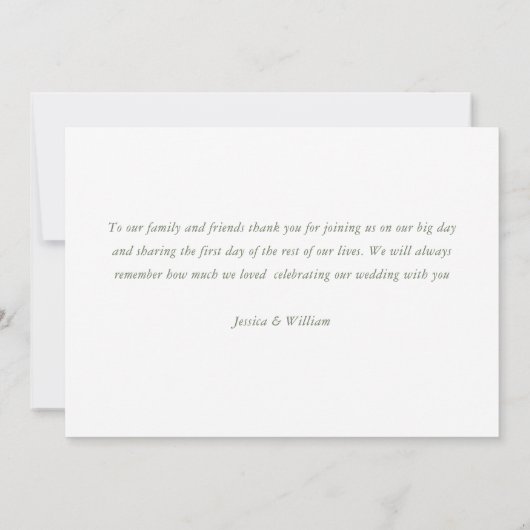 Renaissance Verzierte Blumenfeier Grüne Hochzeit Dankeskarte (Rückseite)