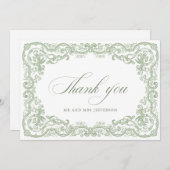 Renaissance Verzierte Blumenfeier Grüne Hochzeit Dankeskarte (Vorne/Hinten)