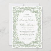 Renaissance Verzierte Blumenfeier Grüne Hochzeit Einladung (Vorderseite)