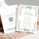 Renaissance Verzierte Blumenfeier Grüne Hochzeit Einladung