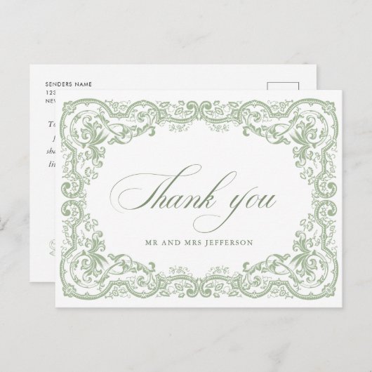 Renaissance Verzierte Blumenfeier Grüne Hochzeit Postkarte (Vorne/Hinten)