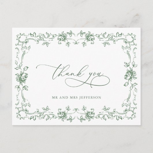 Renaissance Verzierte Blumenfeier Grüne Hochzeit Postkarte (Vorderseite)