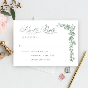 Renaissance Verzierte Blumenfeier Grüne Hochzeit RSVP Karte