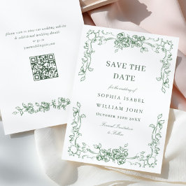 Renaissance Verzierte Blumenfeier Grüne Hochzeit Save The Date