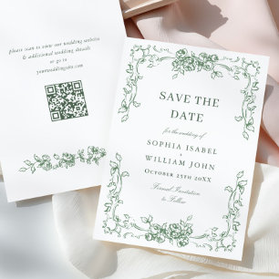 Renaissance Verzierte Blumenfeier Grüne Hochzeit Save The Date