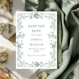 Renaissance Verzierte Blumenfeier Grüne Hochzeit Save The Date