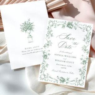Renaissance Verzierte Blumenfeier Grüne Hochzeit Save The Date