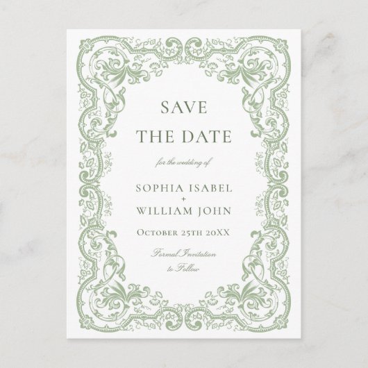 Renaissance Verzierte grüne Hochzeit retten das Da Postkarte (Vorderseite)
