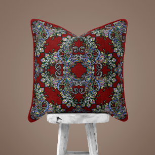 Renaissance Verzierte Keule - Deep Red Kissen