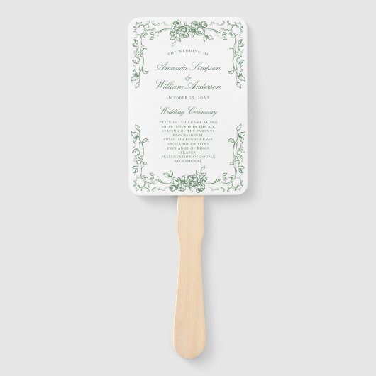 Renaissance Verzierte Weise Grüne Hochzeit Program Fächer (Vorderseite)