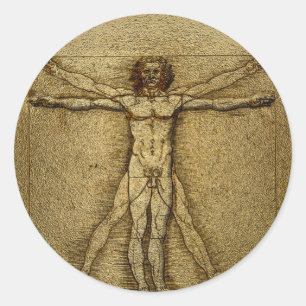Renaissance Vitruvian Man 3D Round Sticker Siegel