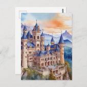 Renaissanceschloss in den Bergen. AI-Technologie Postkarte (Vorne/Hinten)