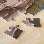 Renaissanceschloss in den Bergen. AI-Technologie Puzzle (Seite)