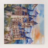 Renaissanceschloss in den Bergen. AI-Technologie Puzzle (Horizontal)