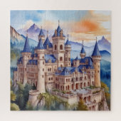 Renaissanceschloss in den Bergen. AI-Technologie Puzzle (Vertikal)