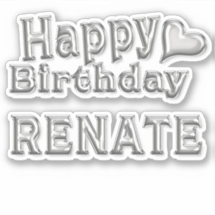 Renate Happy Birthday silver Aufkleber Sticker
