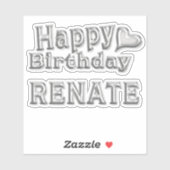 Renate Happy Birthday silver Aufkleber Sticker (Blatt)