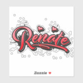 Renate red Heart Graffiti Aufkleber Sticker (Blatt)