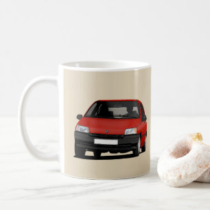 Renault Clio I, rote Illustration x 2 Kaffeetasse