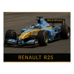 Renault R25 Classic Formel 1 Rennwagen Vintage Poster
