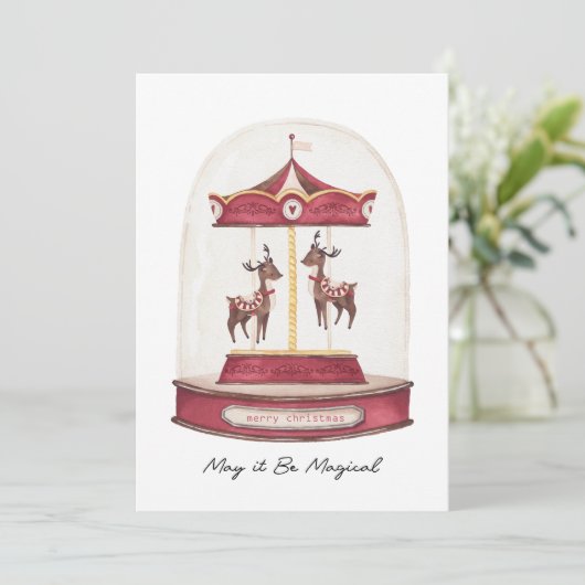 Rendeer Carousel Greetings Card Einladung (Stehend Vorderseite)