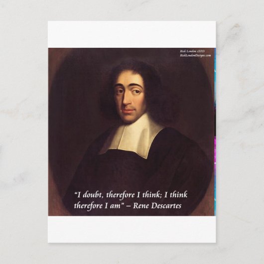 Rene Descarte Ich denke, daher bin ich Zitat Postkarte (Vorderseite)