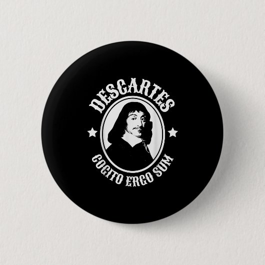 Rene Descartes Cogito Ergo Sum Quote Button (Vorderseite)