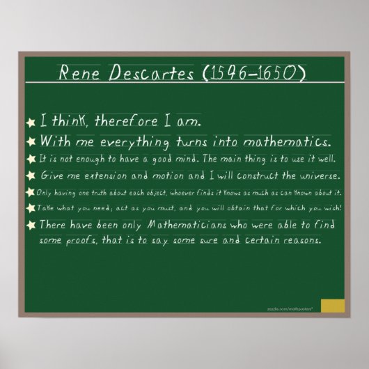 Rene Descartes Mathematics Posters Quotes Poster (Vorne)