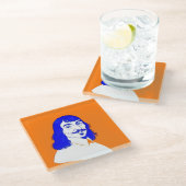 Rene Descartes Portrait - Design Illustration Glasuntersetzer (Schrägansicht)