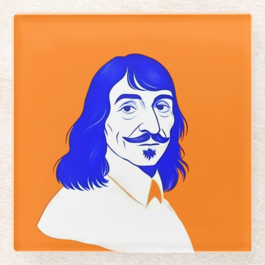 Rene Descartes Portrait - Design Illustration Glasuntersetzer (Vorderseite)