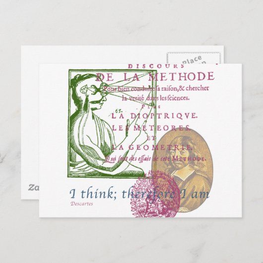 Rene Descartes Postkarte (Vorne/Hinten)