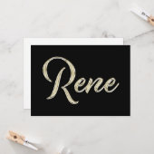Rene Name white gold Handwriting Karte (Vorderseite/Rückseite Beispiel)