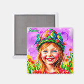 RENEE ~ EASTER BONNET ~ glückliches Mädchen ~ Magnet (Vorderseite/Rückseite)