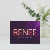 Renee Name in glühender Neonbeleuchtung Neuheit Postkarte (Stehend Vorderseite)
