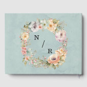 Renew Blue and Spring Peony Chic Wedding Gästebuch (Rückseite)