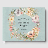 Renew Blue and Spring Peony Chic Wedding Gästebuch (Vorderseite)