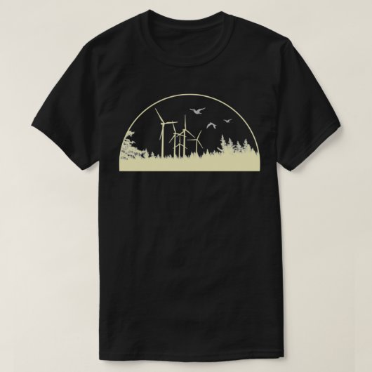 renewable energy wind farm in the forest at sunset T-Shirt (Design vorne)