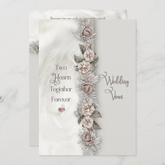 Renewal Wedding Vows Dreamy Floral Beige Rose Einladung (Vorne/Hinten)