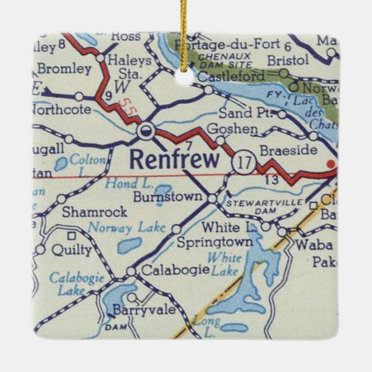 Renfrew ON Vintag Map Keramikornament (Rückseite)