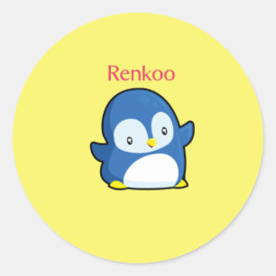 Renkoo Penguin Yellow Runder Aufkleber