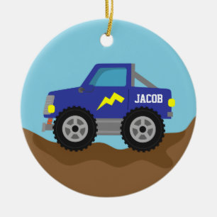 Renn-Blau-Monstertruck, für Jungen Keramikornament