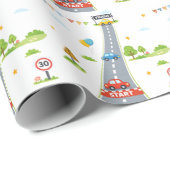 Rennauto-Geburtstags-Kinder-Rennparty Geschenkpapier (Rolleneckpunkt)