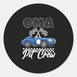 Rennauto-Geburtstagsfeier-Rennfamilie-Oma-Pit-Crew Runder Aufkleber