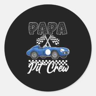 Rennauto-Geburtstagsfeier-Rennfamilie-Papa-Pit Runder Aufkleber
