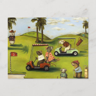 Rennen 2 auf dem Golfplatz Postkarte